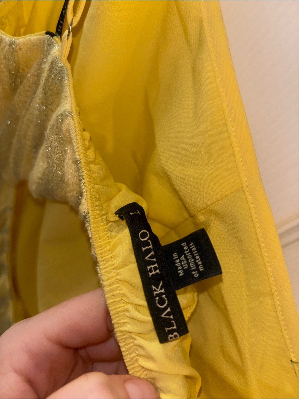 Black Halo Yellow One-Shoulder Midi Dress size L - Picture 15 of 15
